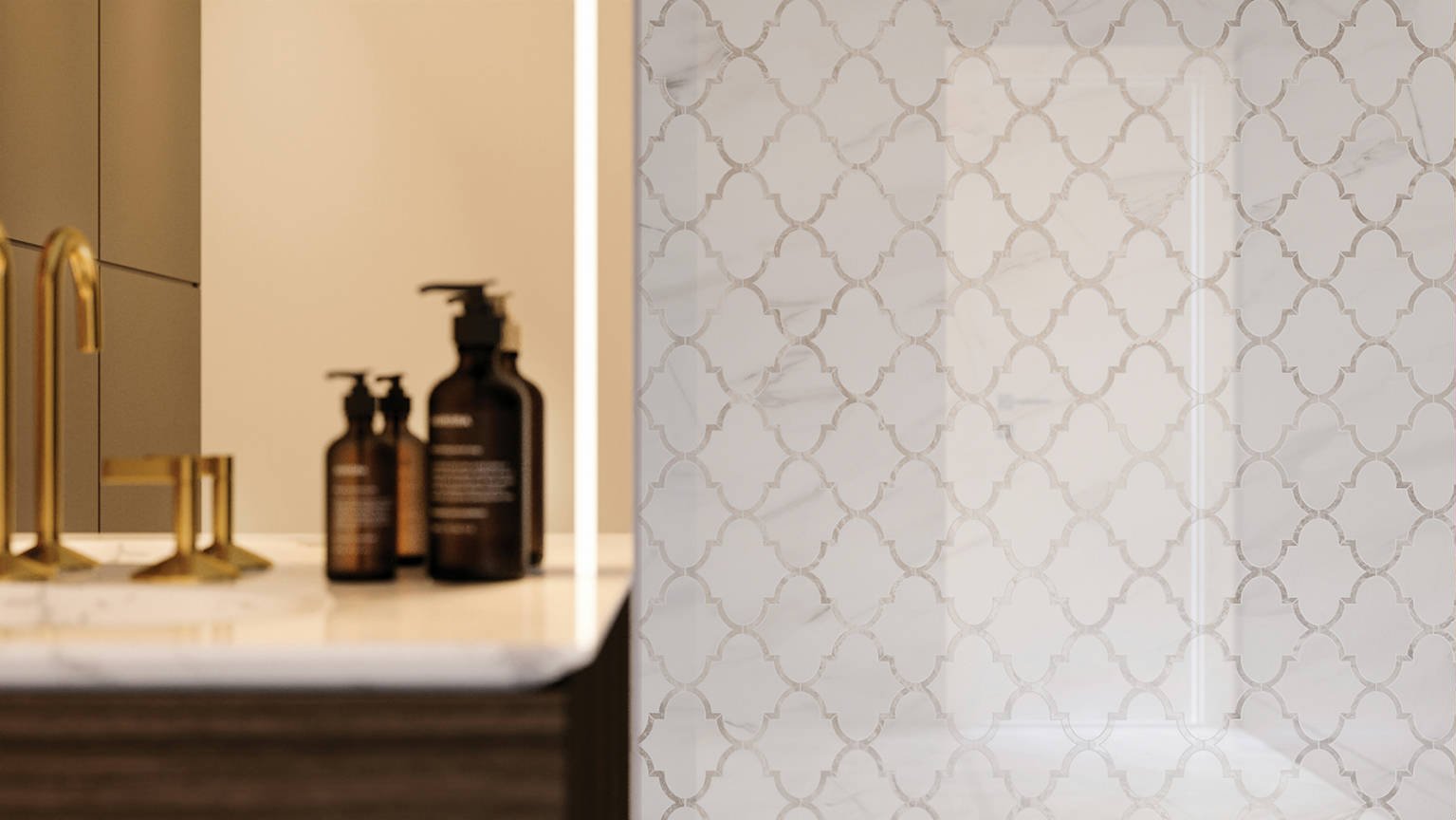 Ardor Infatuation Arabesque Polished Mosaic 3 | Revere Tile Company