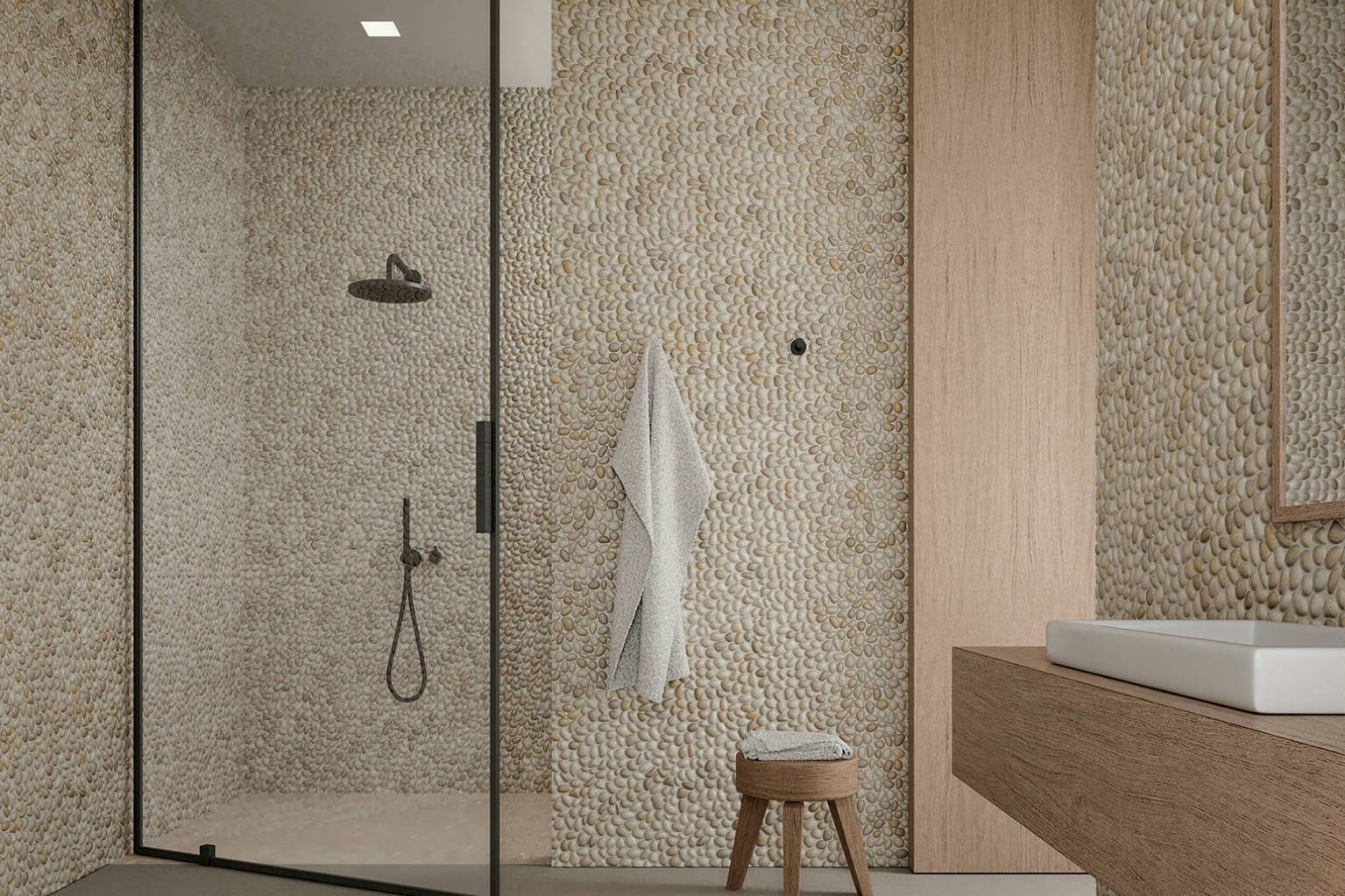 Zen Fiji Cream Natural Pebble Matte Mosaic | Revere Tile Company