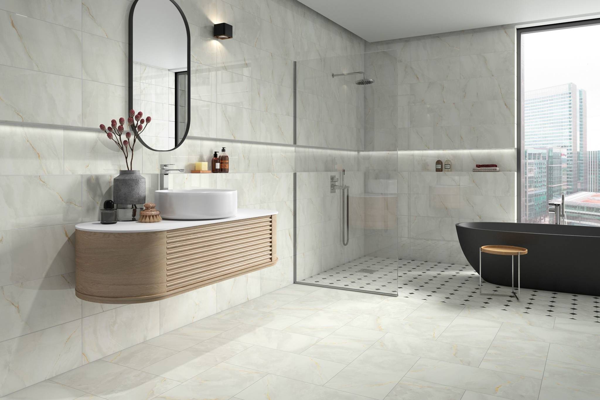 Venezia White 12x24 and 10x30 1 | Revere Tile Company