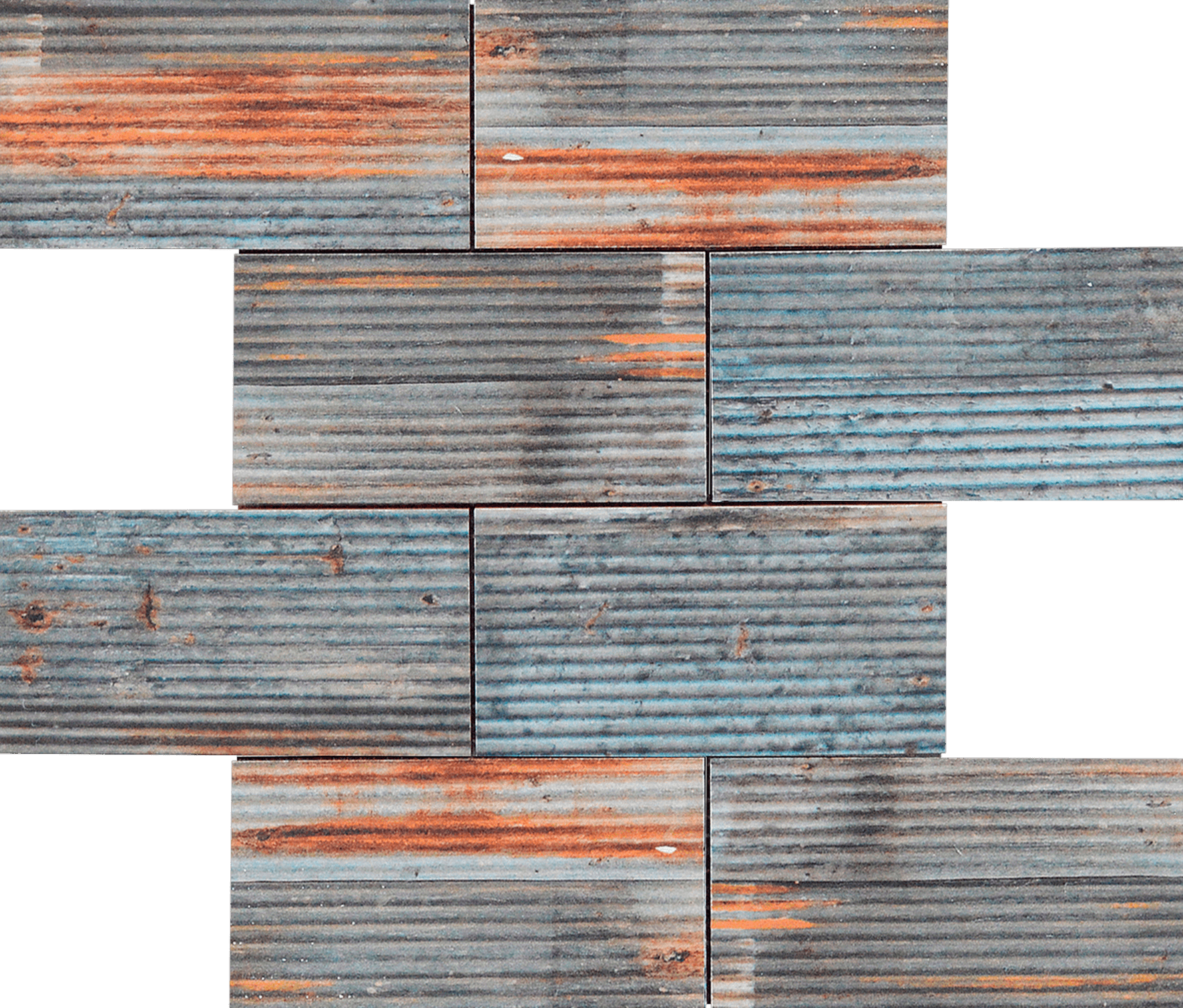 2.8"x6" Rust Industrial Linear Relief Pattern Glazed Ceramic Mosaic | Revere Tile Company