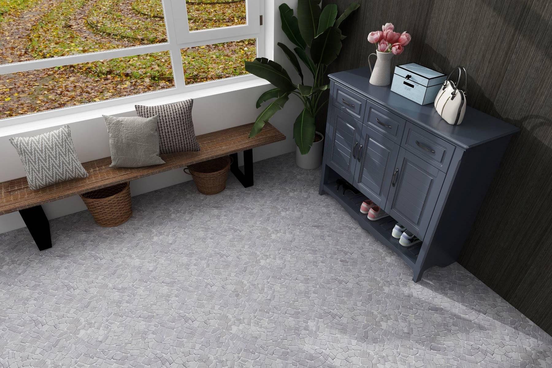 Beige Limestone Matte Mini Opus Interlocking  | Revere Tile Company