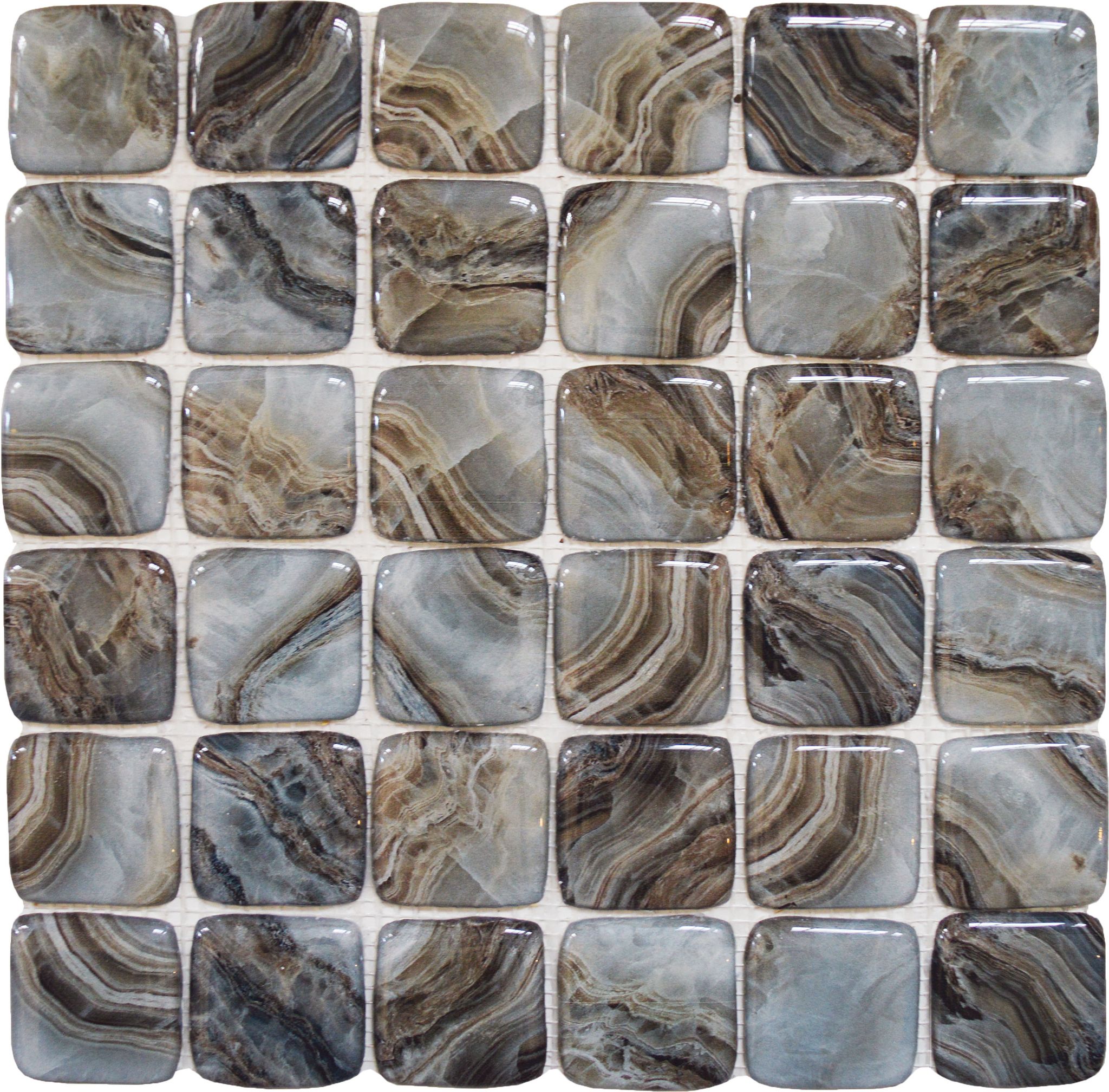 Glass Square Grey Beige Mix Marble Pattern Mix Mosaic | Revere Tile Company