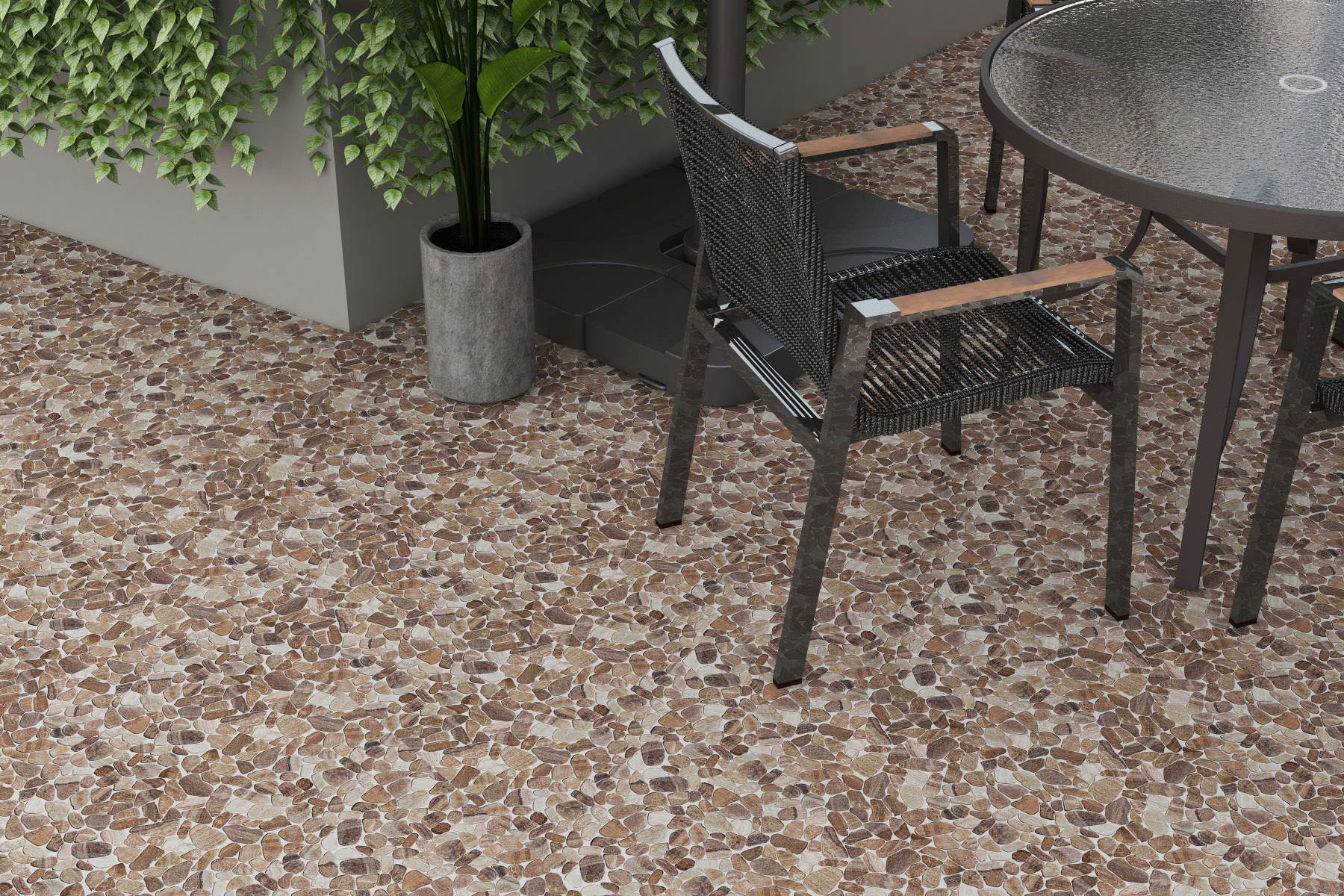 Mini Opus Matte Beige Brown Marble Stone Interlocking  | Revere Tile Company