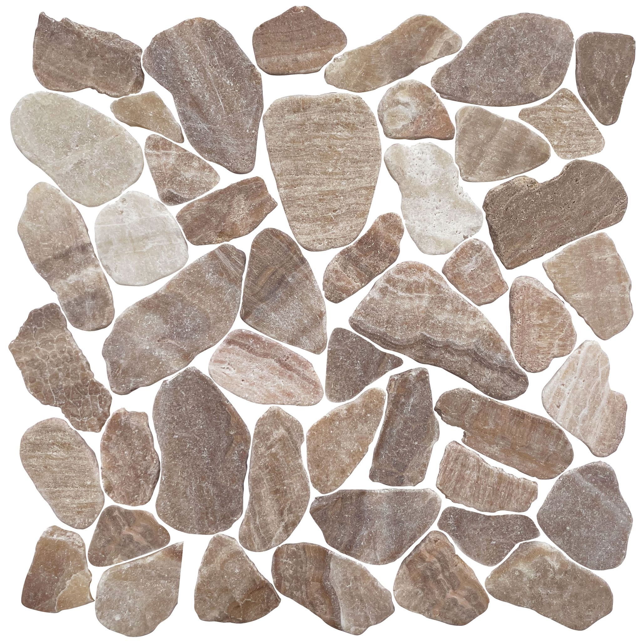 Mini Opus Matte Beige Brown Marble Stone Interlocking | Revere Tile Company