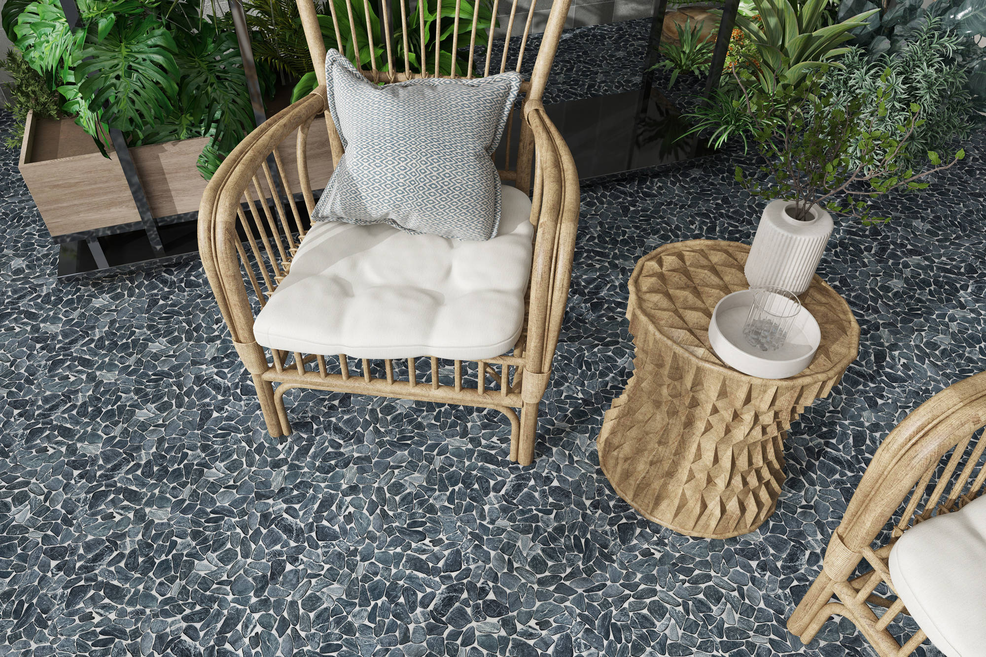 Mini Opus Matte Grey Mix Marble Stone Interlocking | Revere Tile Company