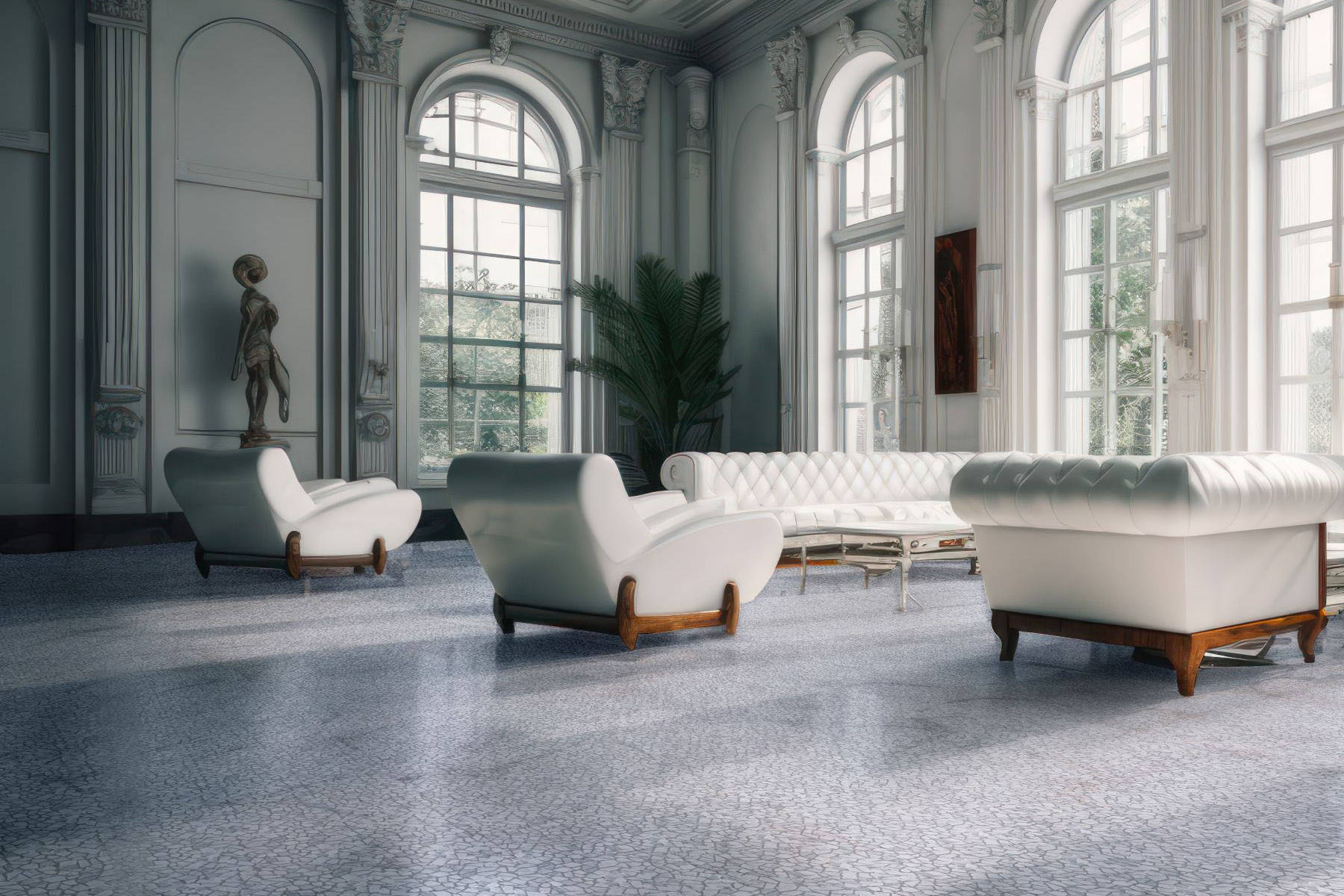 Mini Opus Matte White Grey Marble Stone Interlocking 2 | Revere Tile Company