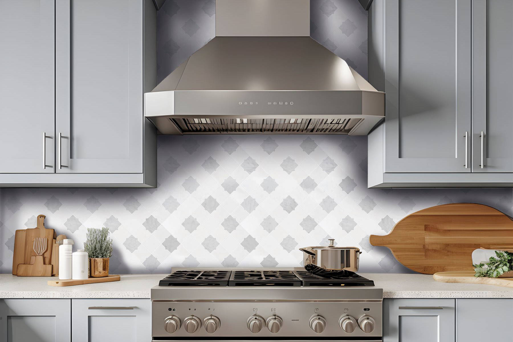 Star & Square White & Grey Mix Marble 2 | Revere Tile Company