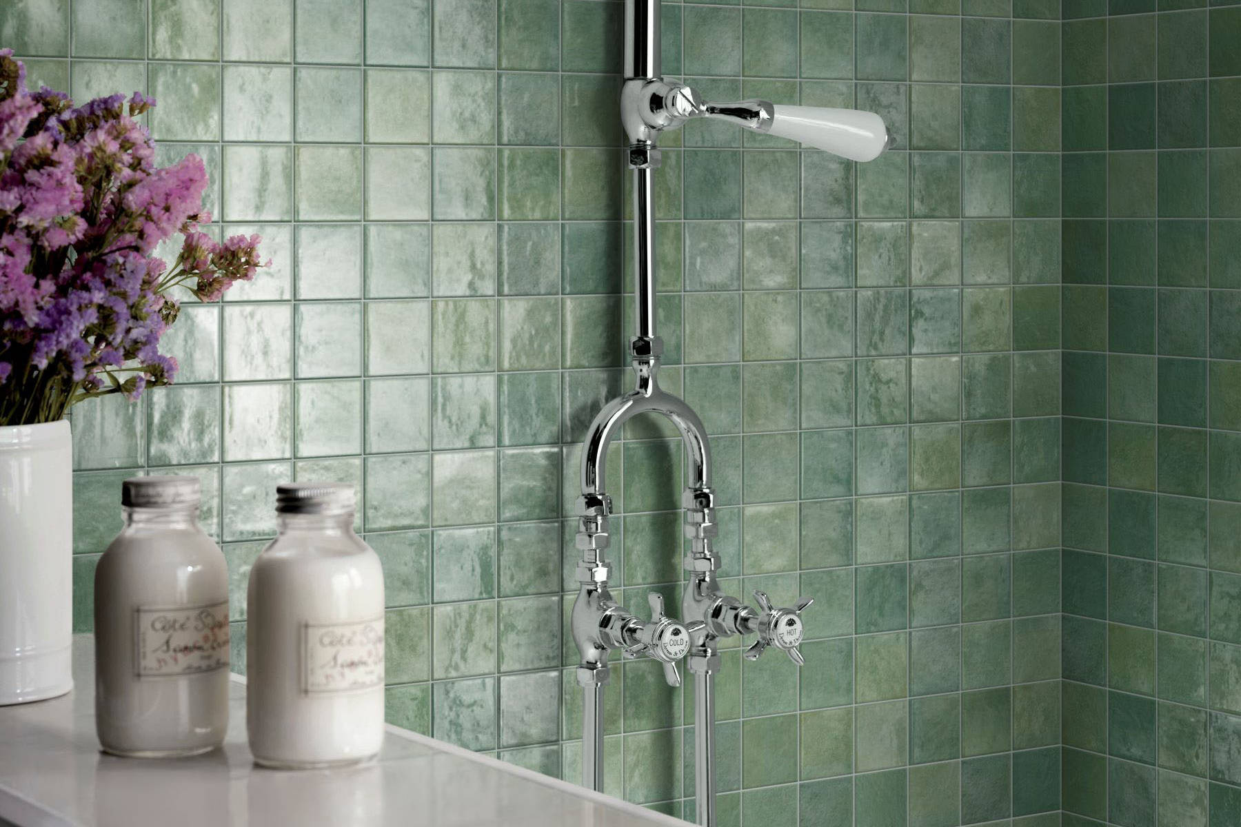 Zellige Glazed Ceramic Soft Green Mix 3 | Revere Tile Company