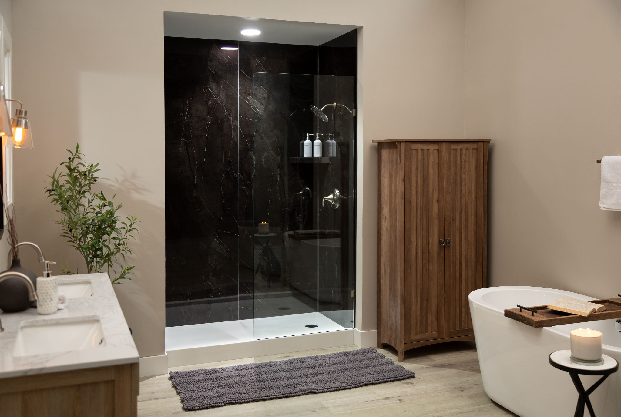 Black Ice Gloss Shower Wall Kit 30x60x94 | Revere Tile Company