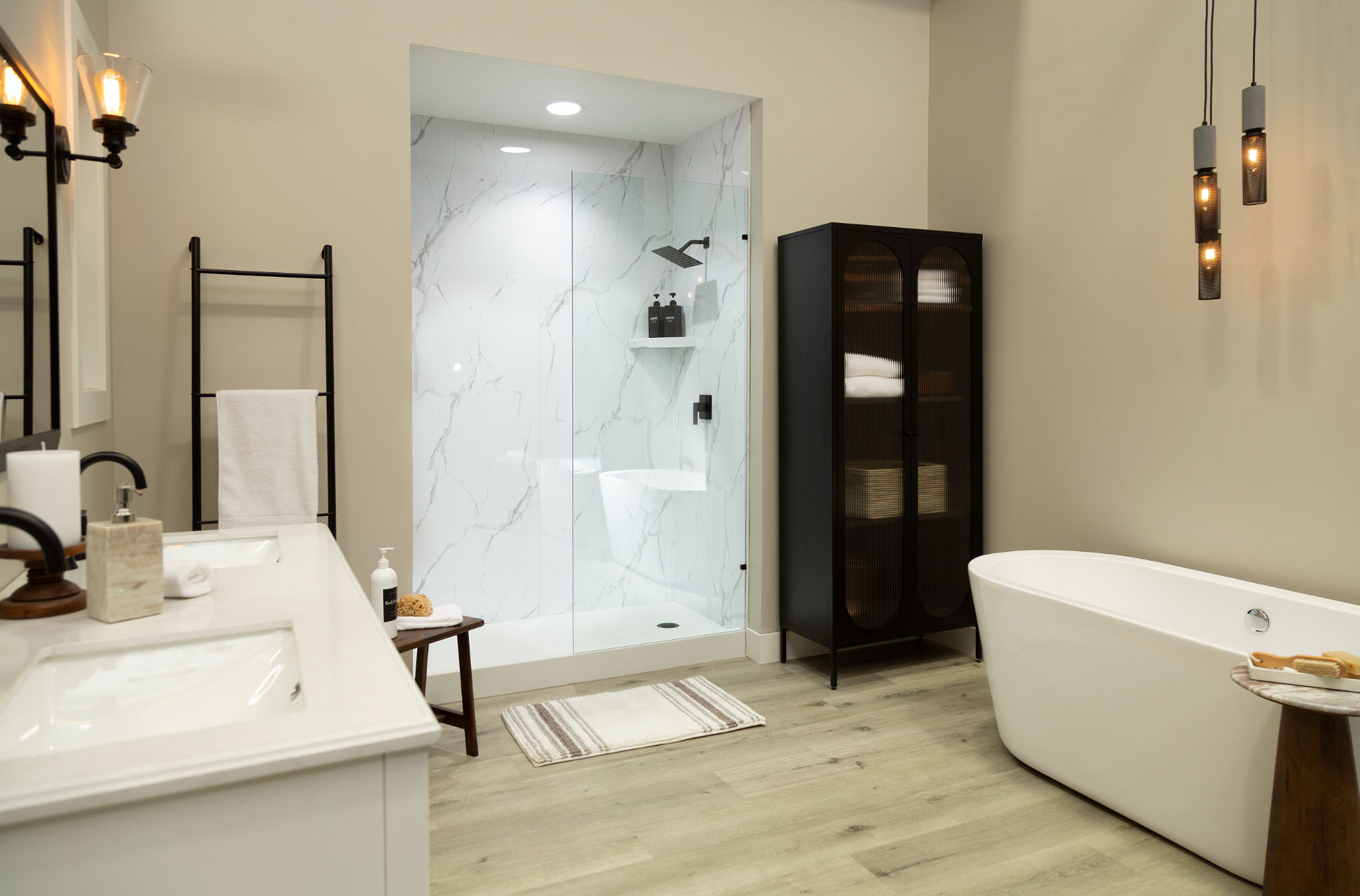 Carrara Marble Gloss Shower Wall Kit 32x60x94 | Revere Tile Company