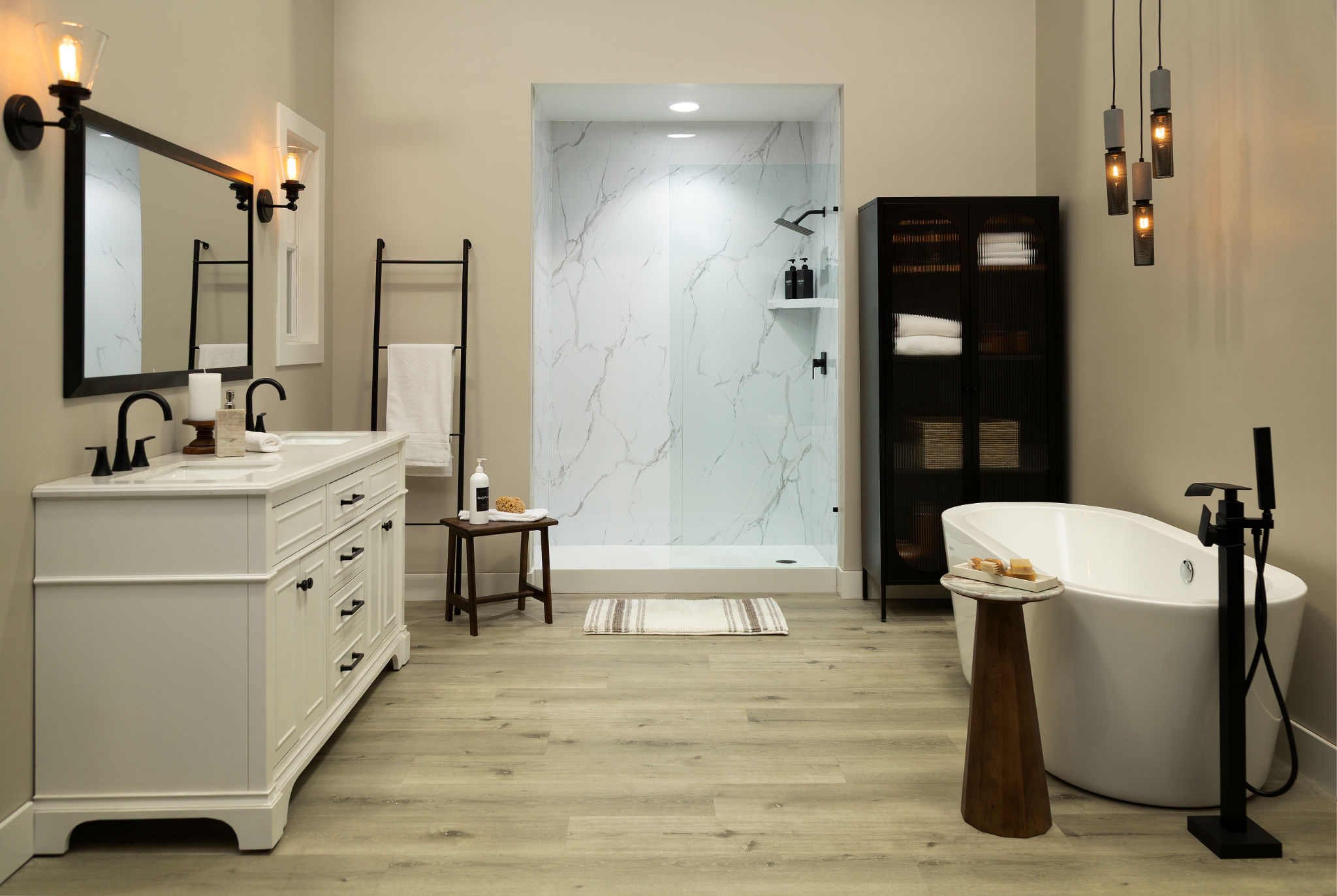 Carrara Marble Gloss Shower Wall Kit 36x60x94 | Revere Tile Company