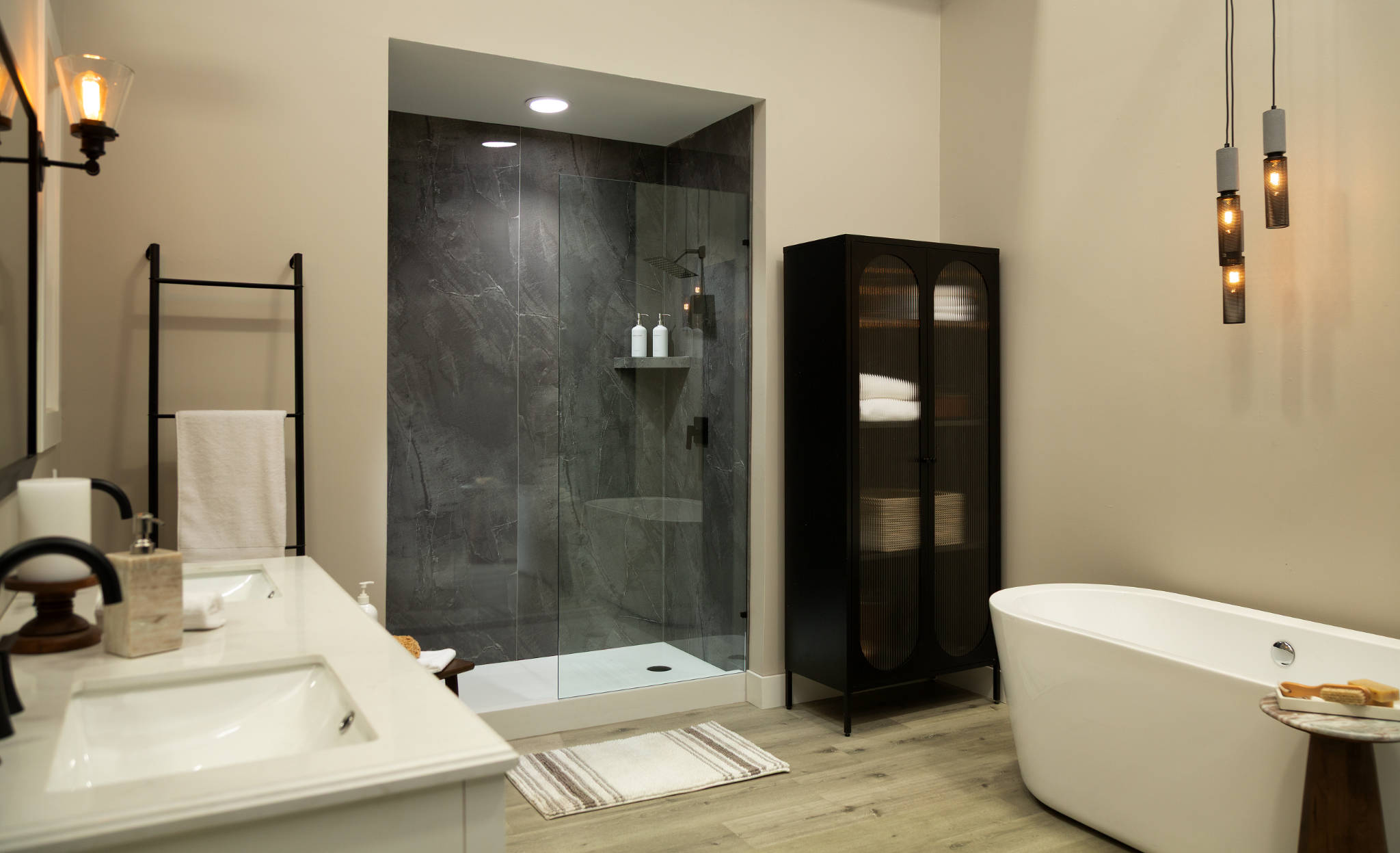 Cracked Slate Gloss Shower Wall Kit 30x60x94 | Revere Tile Company