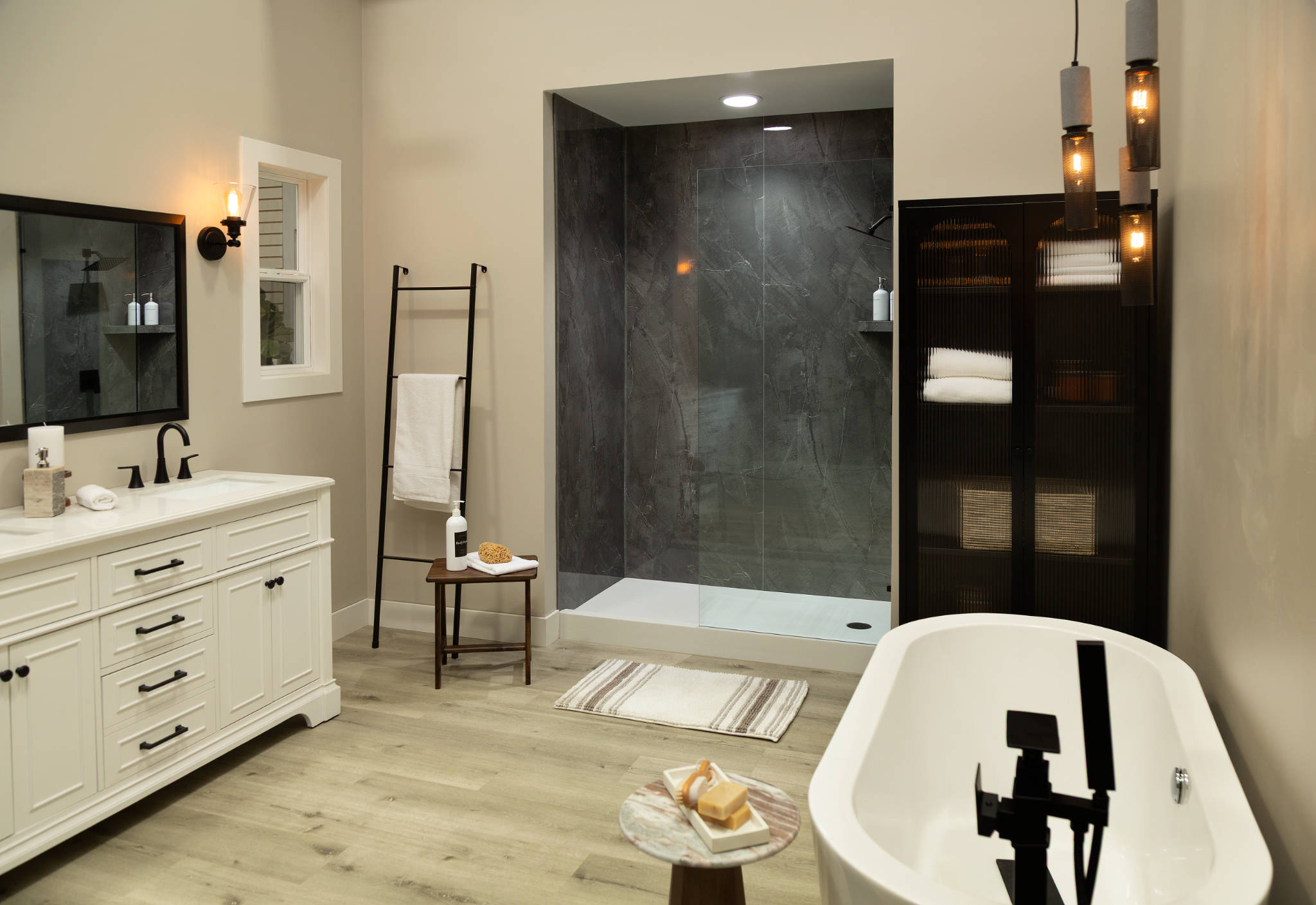 Cracked Slate Gloss Shower Wall Kit 32x60x94 | Revere Tile Company