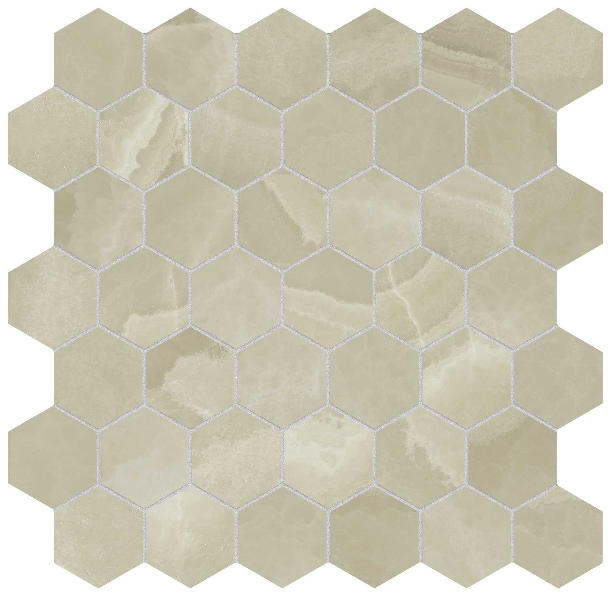 Lustra 2" Hex Onyx Hazel Honed | Revere Tile Company