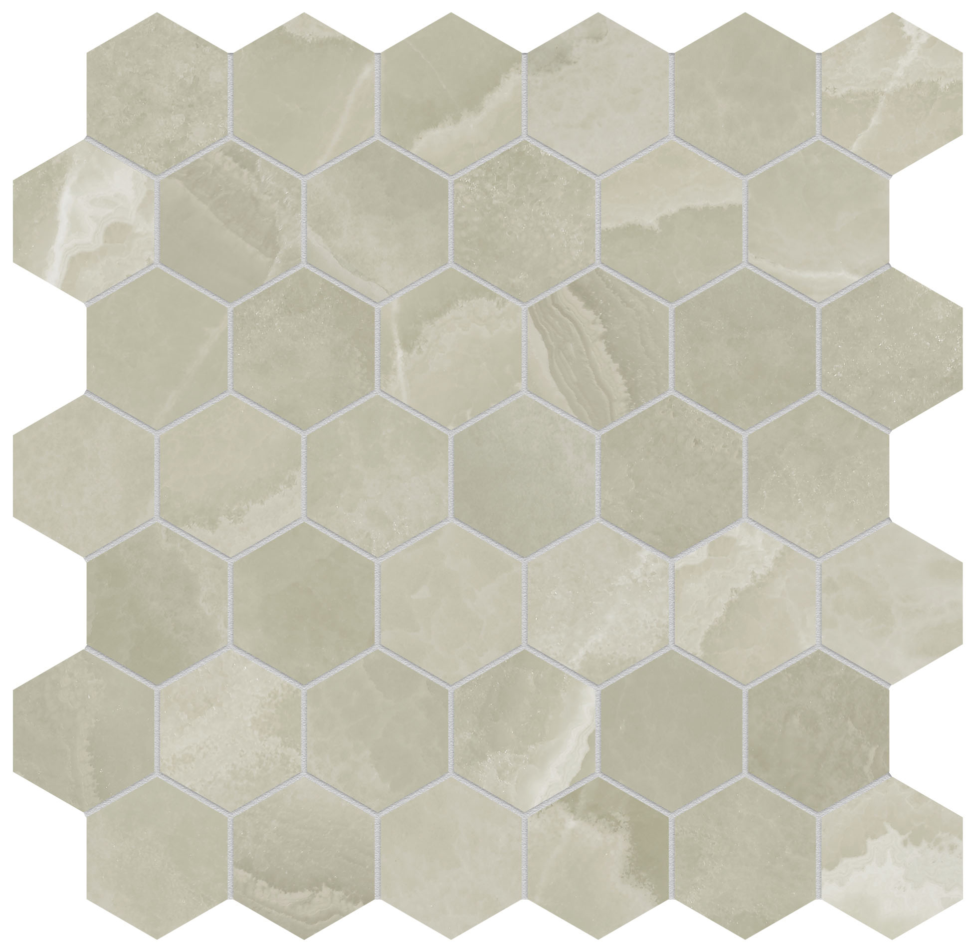 Lustra 2" Hex Onyx Sage Honed | Revere Tile Company